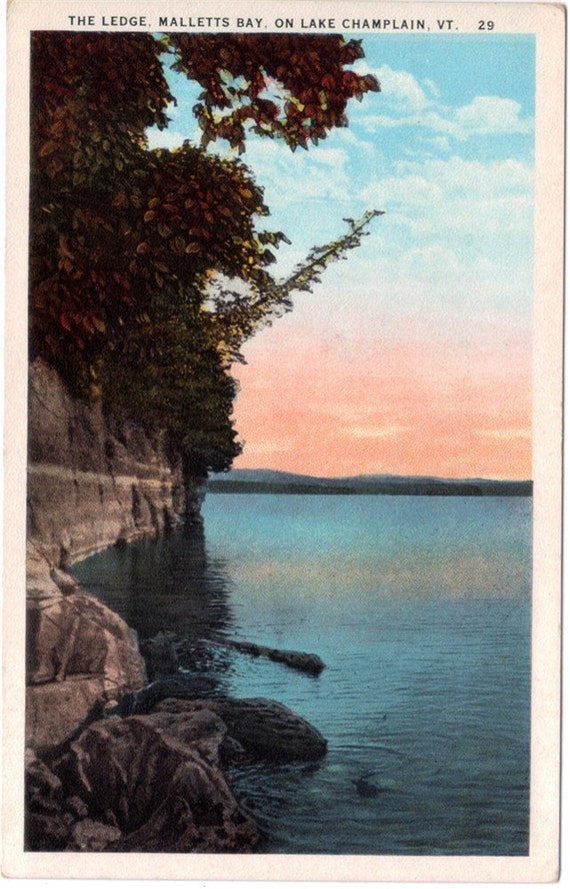 Vintage Vermont Postcard The Ledge Malletts Bay on Lake