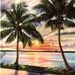 Vintage Florida Postcard - Coconut Palms and Florida Sunset (Unused)