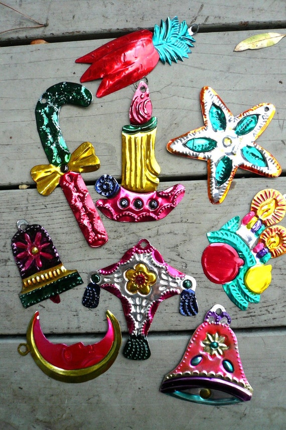 vintage mexican tin christmas ornaments 9 by lunaparkvintage vintage mexican tin christmas ornaments 9 by lunaparkvintage