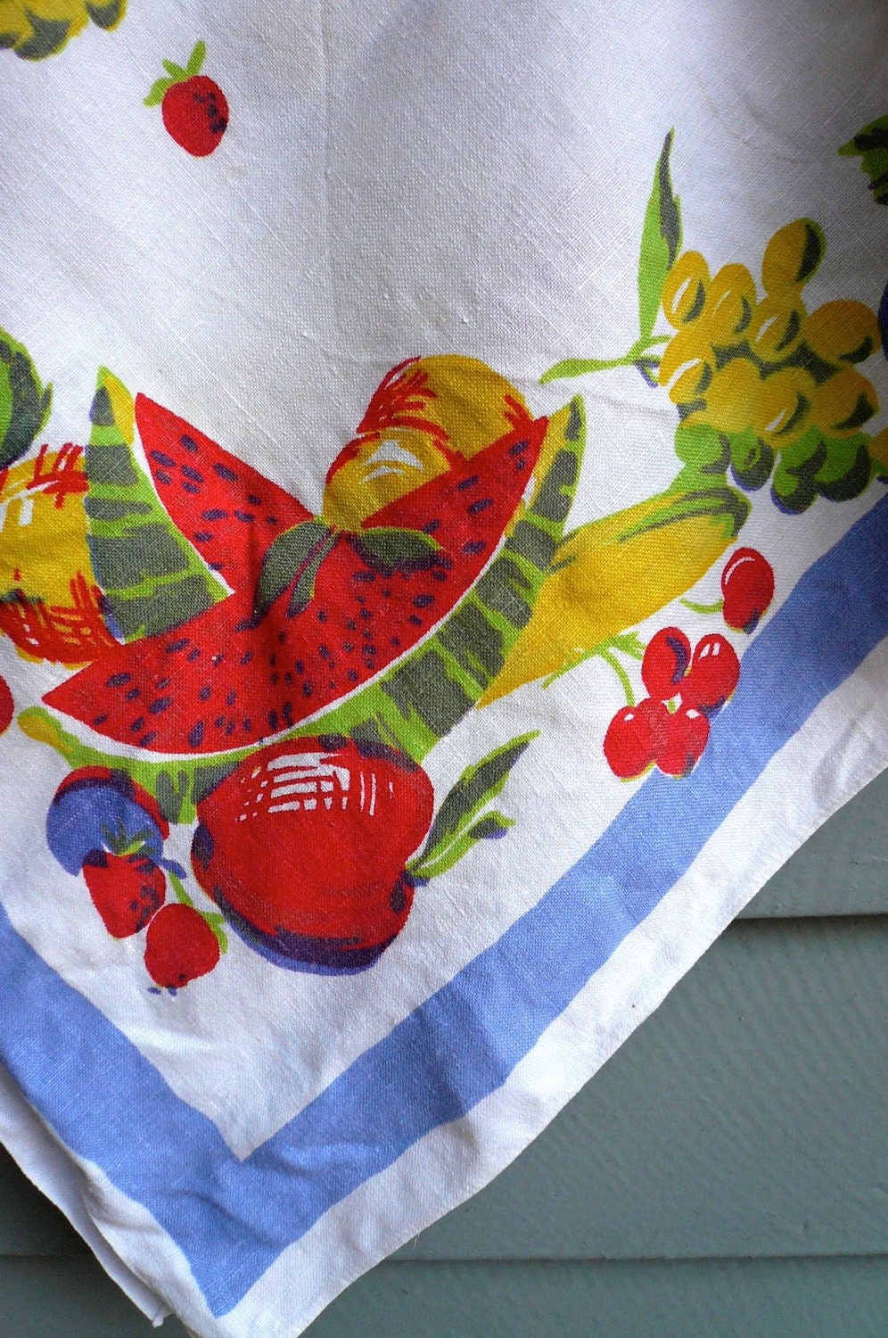 Vintage 1940s Fruit Printed Tablecloth