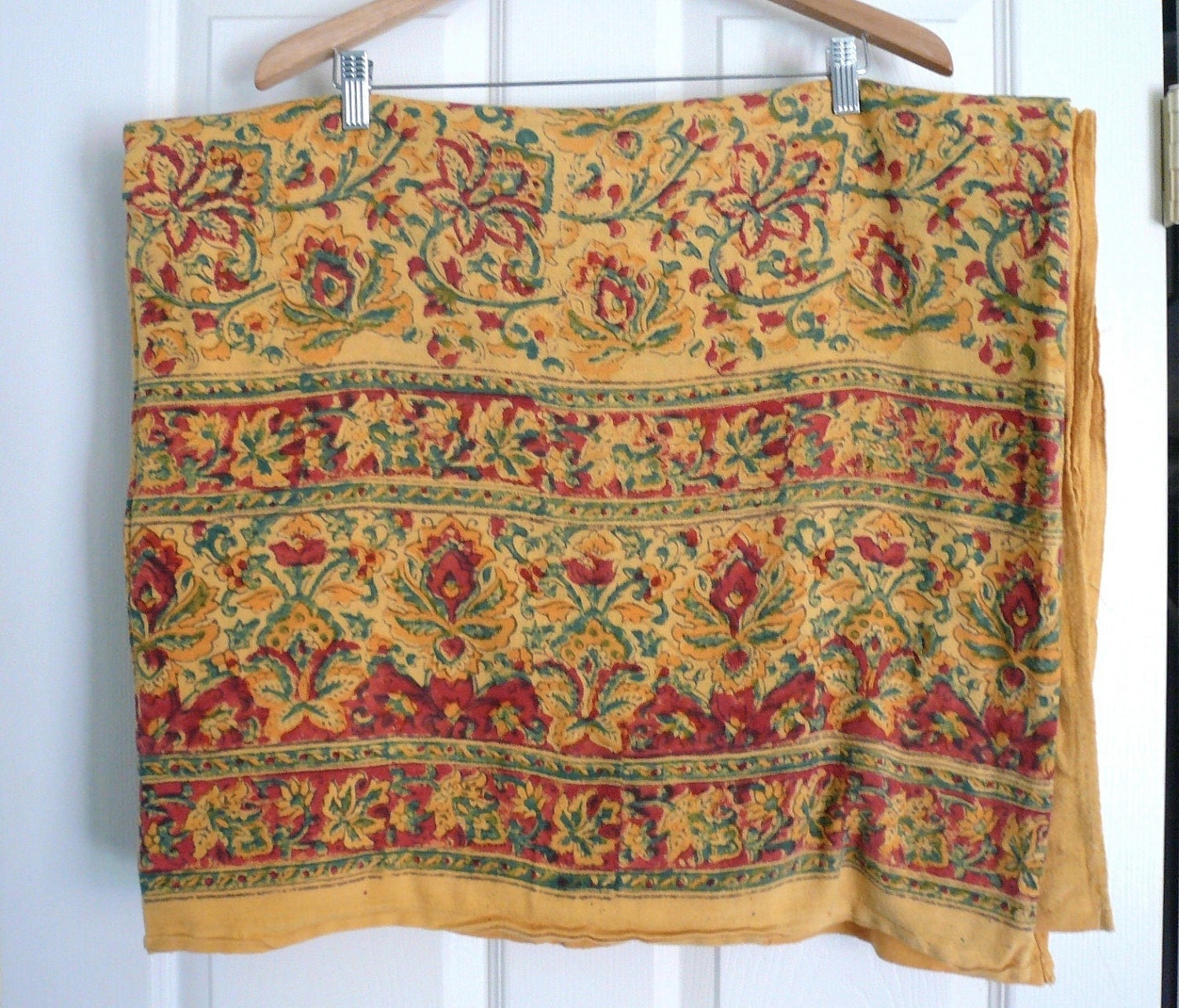 Vintage 1960s Hippie Bedspread Indian Print or Curtain Panel