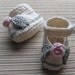 Number 52 KNITTING PATTERN Knitted Shoes with Seed Stitch Leaves and Small Roses 3-6 months