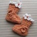 Number 55 KNITTING PATTERN Orange Baby Booties with Cream Flowers 0-3, 3-6 Months