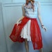 True Red Organdy Overskirt- 1950's