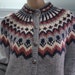 Fair Isle Cardigan Sweater- Blue and Rose