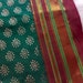 Green Brown Gold - Indian ILKAL Handloom Cotton Sari Fabric in Paisley Print B001