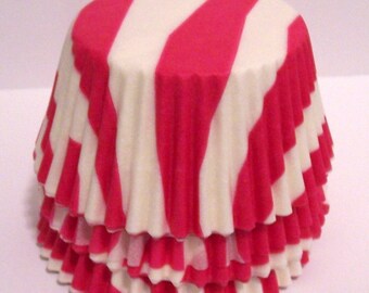 Hot Pink Zebra Striped Cupcake Liners- Choose Set of 50 or 100
