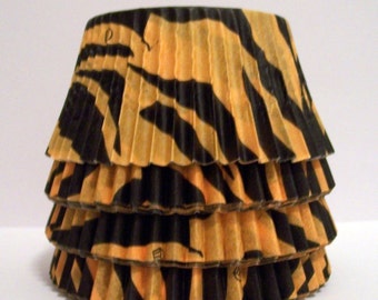 100 Orange and Black Zebra Striped Cupcake Liners