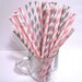 30 Pink and Grey Mix Paper Straws with DIY Flag