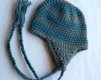 CHRISTMAS IN JULY Sale! Baby Earflap Beanie, Baby Hat, Baby Beanie, Crochet Baby Hat