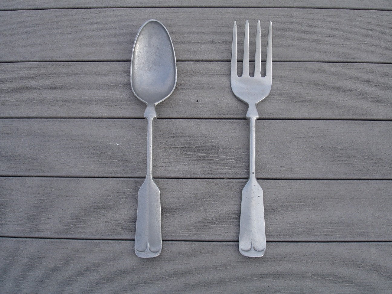 Vintage Oversized Fork and Spoon Set