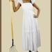 Vintage 70's White Eyelet Print Flutter Sleeve Two-Tier Farmer's Daughter Maxi Dress