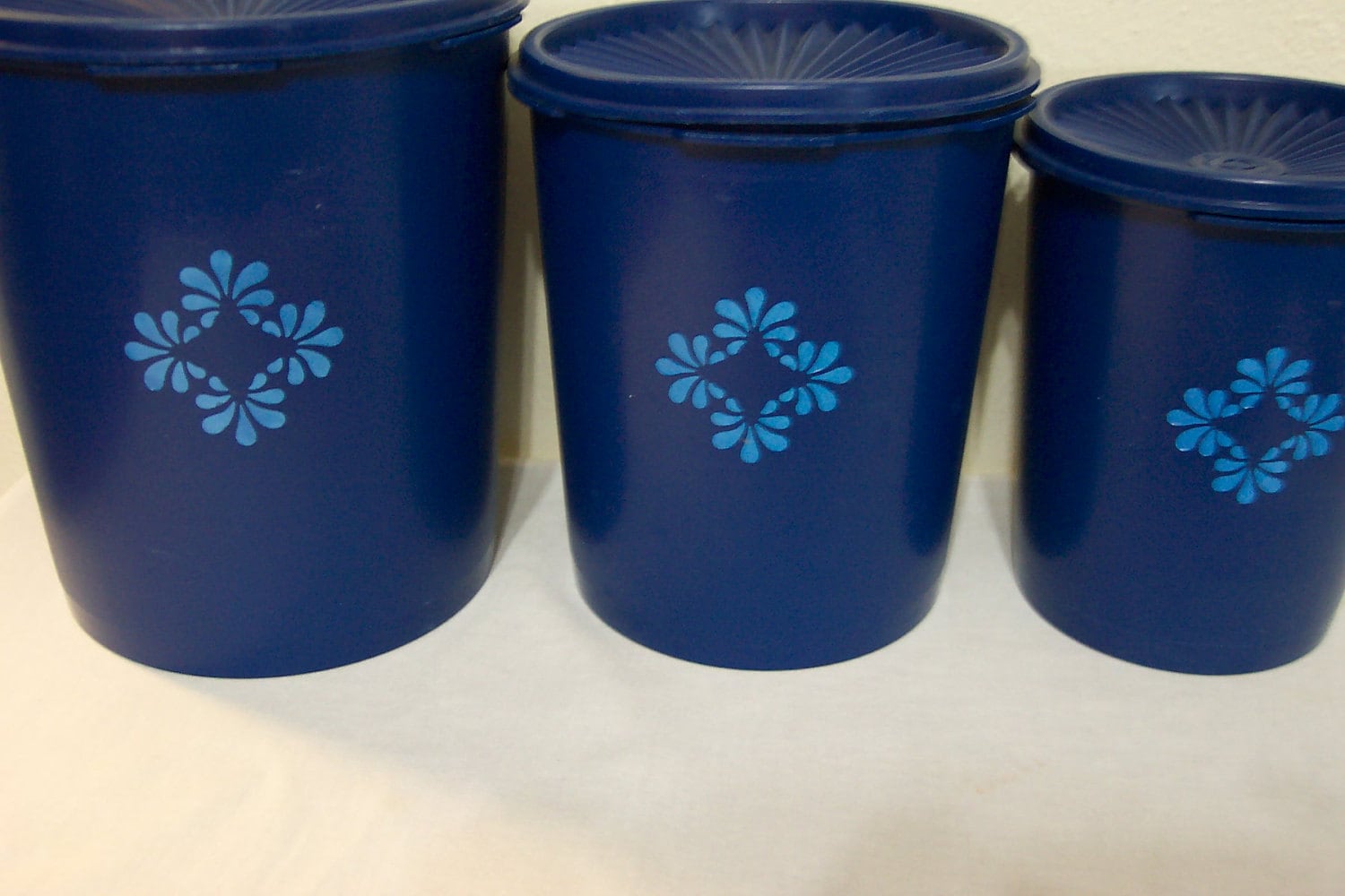3 Dark Blue Tupperware Canisters Royal Blue Canisters