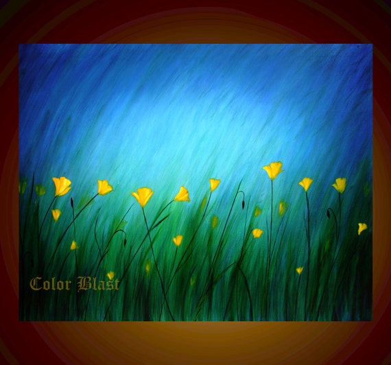 Yellow Poppies Abstract Landscape Floral Art Print Free