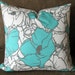 Decorative Pillow Cover, 18" x 18", Aqua, White and gray