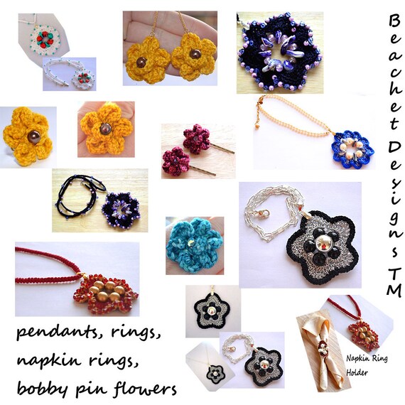 pattern jewelry crochet bag Crochet Crochet Patterns Flower Crochet Ring Jewelry Pendant Crochet