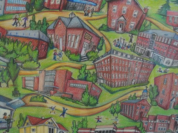 University of Dayton Campus Puzzle Map Original Illustration