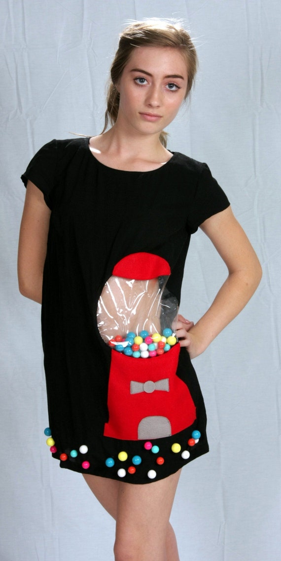 black bubblegum dress with neon colored gumball beads