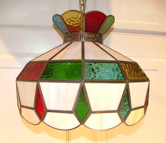 Stained Glass Pendant Shade Hanging Ceiling Light Fixture