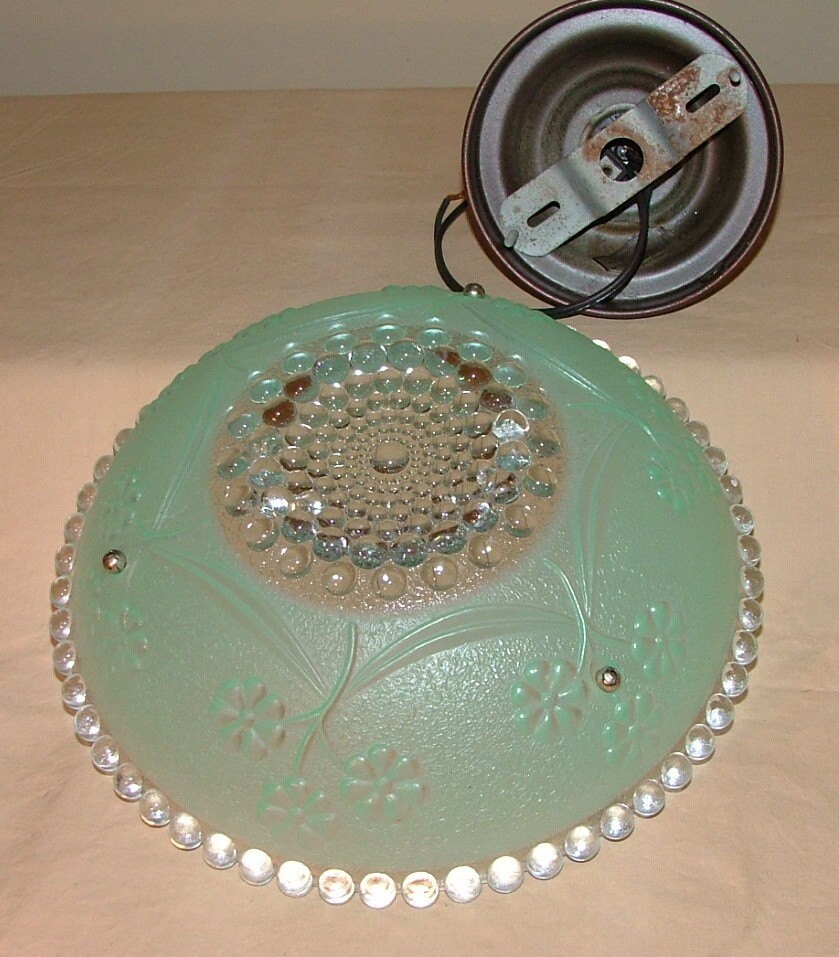 Vintage Antique Glass Hanging Ceiling Light Shade Fixture