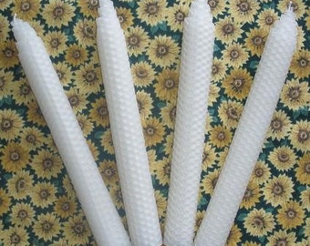 Pure Beeswax Ivory Taper Candles. Set of 4