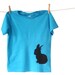 Pocket Bunny Toddler Kid Tshirt, Eco Friendly Hand Printed Lithograph, American Apparel Neon Blue, Ready to Ship 6T