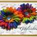 Rainbow Daisies- Set of TWO Rhinestone Centered Silk Gerbera Daisy Flowers RAINBOW Tie Dye FLoWER HeaDS