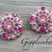 NEW Set of Two LIMITED EDITION Two-Tone Shocking Pink and Light Pink Acrylic Rhinestone Buttons 27mm
