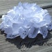 BRAND NEW Satin Eyelet Fabric Rosette Puff Flower 4 inch- WHITE
