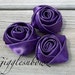 Set of 3 Beautiful PURPLE Rolled Satin Roses Rosettes