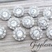 10 Clear Rhinestone Buttons- 15mm Petite Plastic Acrylic Rhinestone Buttons- Headband Supplies- Diy Wedding- Brooch Bouquet- Sewing Button