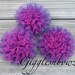 Set of 3 PURPLE Chiffon Rosettes Puff Flowers