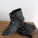 LIMITED STOCK WoodPunk - Avant Garde Handmade Gold Studded All Over 3 Buckle Leather Ankle Boots in Black