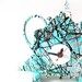 Vintage 1990 Eclectic Pyramid Fantasy Clock by R. Birkett in Mint Green Splatter Paint - Collectible Listed Artist
