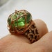 Steam Punk Copper Wrapped Crystal Cut Green Ring