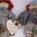 VINTAGE Annie Loves Andy Primitive Rustic Shabby Chic Raggedy Ann & Andy Dolls, 1980s Hand Sewn Nifty Buttons, Tea Stained FARMHOUSE Decor