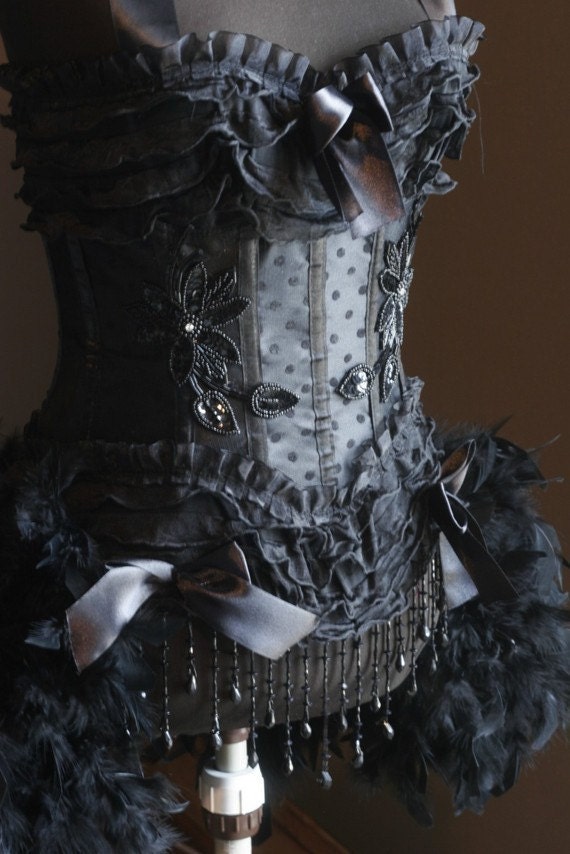 BLACK SWAN Sexy Steampunk Burlesque Corset Costumes by olgaitaly