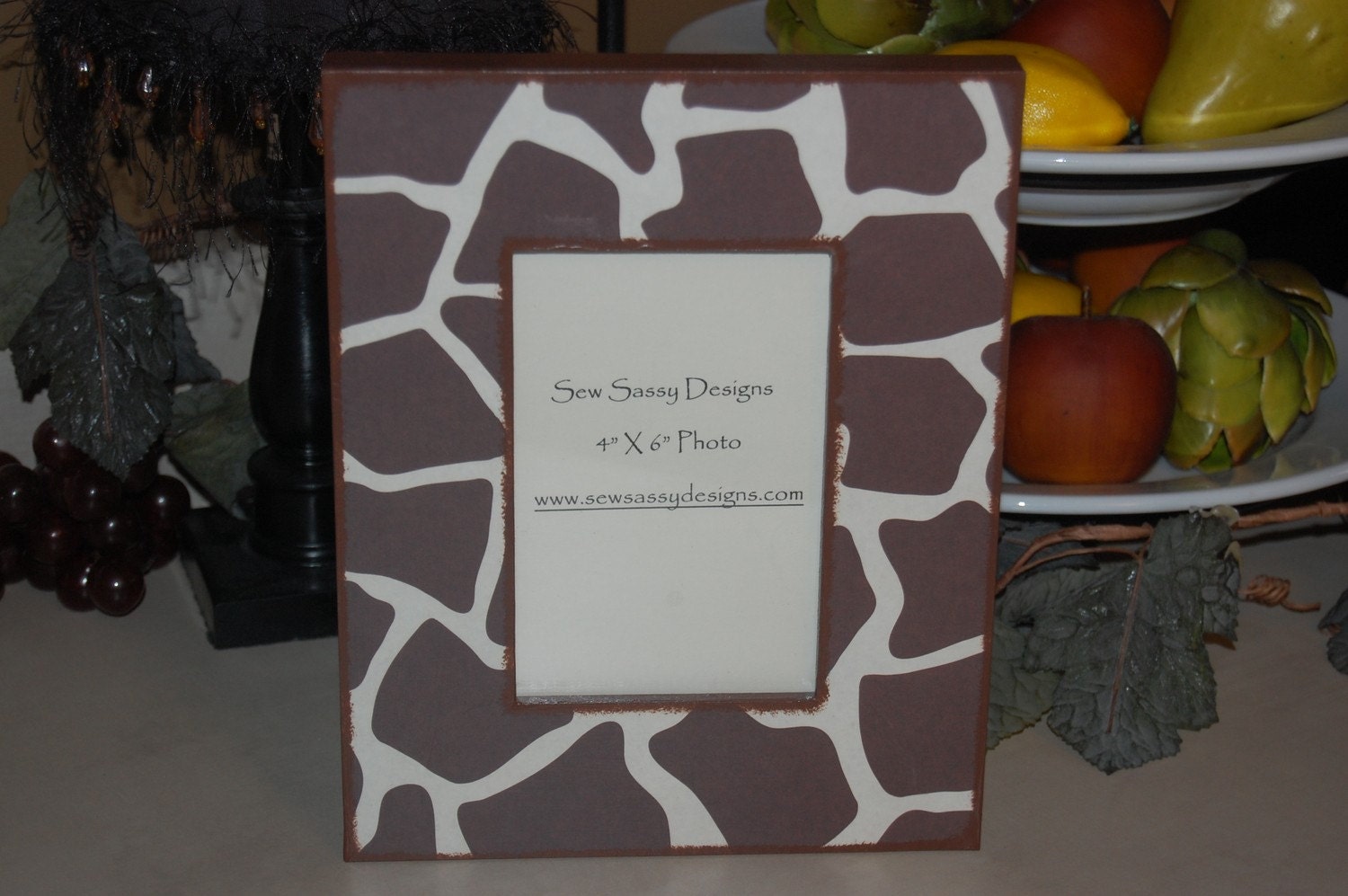 Giraffe Animal Print Wooden Picture Frame by sewsassydesigns