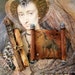 Aged Unicorn Scroll set dollhouse miniature in one inch scale