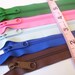 Five 10 inch Handbag zippers - brown, royal blue, light blue, medium pink, green