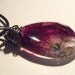 Purple Feather Flower Teardrop Nature Pendant Necklace Clear Resin Gunmetal Wire Wrapped 18 20 Adjustable Black Cord Real Bohemian Jewelry
