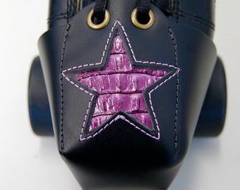 Leather Skate Toe Guards with Purple "Gator" Stars