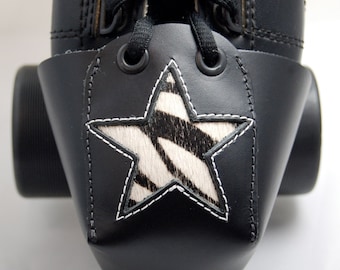 Leather Skate Toe Guards with Zebra Print Star