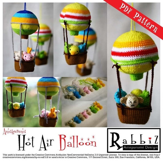 PDF Pattern Amigurumi Hot Air Balloon with Animals