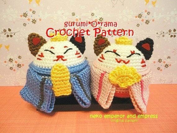 amigurumi Neko cat crochet pattern Emperor Empress stuffed