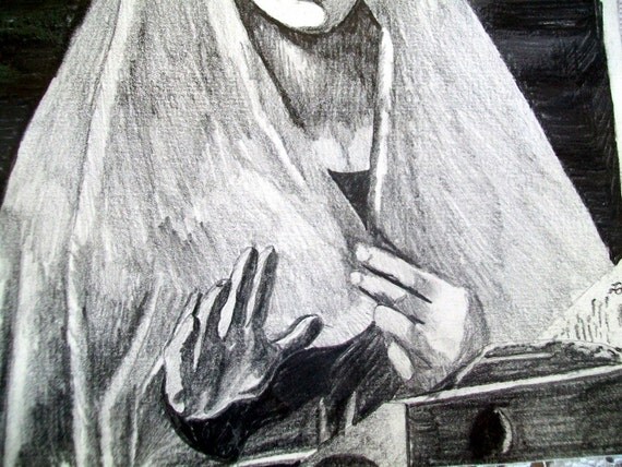 Pencil Sketch Drawing of a NUN Beautiful young face