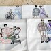 Antique Embroidered Tea Towels Victorian Just Married wedding Theme