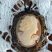 Victorian Carved Shell Cameo Pendant Intricate Frame