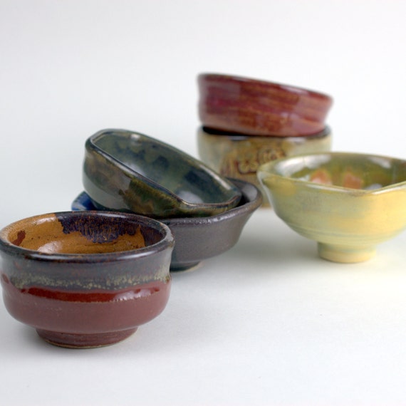 Bowl Small Set of Six Tiny Unique Bowls Prep by PrimitivePots