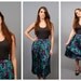 SALE Vintage Jungle Floral Shiny Pleated Midi Slinky Skirt (L)